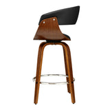 Set of 2 Edessa Swivel PU Leather Bar Stool - Wood & Black