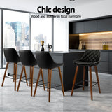 Set of 4 Aveiro Bar Stools PU Seat - Black