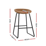Set of 2 Caracas Bar Stools Kitchen Dining Chairs Counter Stool PU Leather Metal - Brown