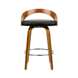 Set of 2 Alicante Walnut Wood Bar Stools - Black & Brown