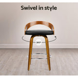 Set of 4 Alicante Walnut Wood Bar Stools - Black & Brown