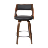 Set of 4 Kastoria Wooden Bar Stools PU Leather - Black & Wood