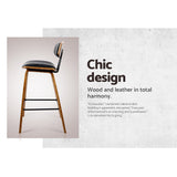 Set of 2 Cosenza PU Leather Circular Footrest Bar Stools - Black