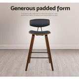 Set of 2 Cosenza PU Leather Circular Footrest Bar Stools - Black