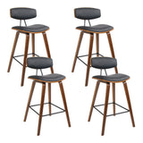 Set of 4 Cosenza PU Leather Circular Footrest Bar Stools - Black