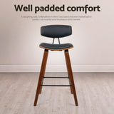 Set of 4 Cosenza PU Leather Circular Footrest Bar Stools - Black