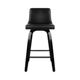 Set of 2 Florina Wooden PU Leather Bar Stool - Black