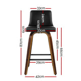 Set of 2 Florina Wooden PU Leather Bar Stool Wood Legs - Black & Brown