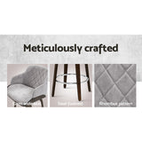70cm Lleida Velvet Bar Stool Swivel - Grey & Wood