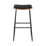 Set of 4 Tiel Bar Stools Leather Padded Metal - Black