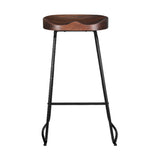 Set of 2 Trento Backless Elm Wood Bar Stools - Black