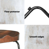 Set of 2 Trento Backless Elm Wood Bar Stools - Black
