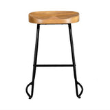 Set of 4 Reggio 65cm Elm Wood Backless Bar Stools - Black & Natural