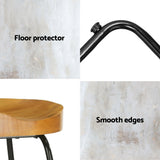 Set of 4 Reggio 65cm Elm Wood Backless Bar Stools - Black & Natural