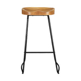 Set of 4 Reggio 75cm Elm Wood Backless Bar Stools - Black & Natural