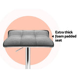 Set of 2 Arnhem Fabric Bar Stools Swivel Bar Stools - Grey Chrome