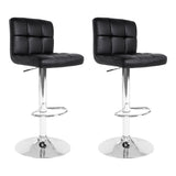 Set of 2 Chania PU Leather Gas Lift Bar Stools - Black