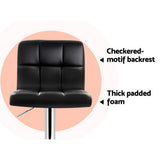 Set of 2 Chania PU Leather Gas Lift Bar Stools - Black