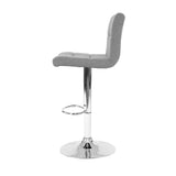 Set of 2 Chania Bar Stools Kitchen Dining Chairs Counter Stool Gas Lift Fabric - Grey