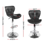 Set of 4 Liosia PU Leather Patterned Bar Stools - Black & Chrome