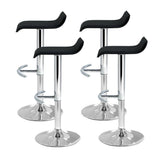 Set of 4 Terni PU Leather Wave Style Bar Stools - Black