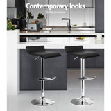 Set of 4 Terni PU Leather Wave Style Bar Stools - Black