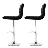 Set of 2 Amaliada PU Leather Bar Stools Padded Line Style - Black