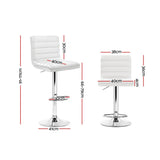 Set of 2 Amaliada PU Leather Bar Stools Padded Line Style - White