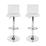 Set of 2 Amaliada PU Leather Bar Stools Padded Line Style - White