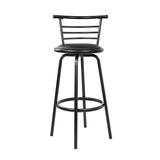 Set of 2 Voula PU Leather Bar Stools - Black & Steel