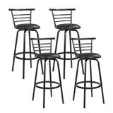 Set of 4 Voula PU Leather Bar Stools - Black & Steel