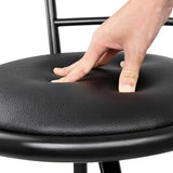 Set of 4 Voula PU Leather Bar Stools - Black & Steel