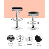 Set of 2 Kozani Backless PU Leather Bar Stools - Black & Chrome
