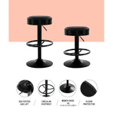 Set of 2 Kozani Bar Stools Kitchen Stool Barstool - Black
