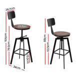 79.5cm Perugia Rustic Industrial Style Metal Bar Stool - Black & Wood