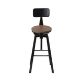 79.5cm Perugia Rustic Industrial Style Metal Bar Stool - Black & Wood
