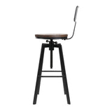 Set of 2 Perugia Rustic Industrial Style Metal Bar Stool - Black & Wood