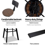 Set of 2 Perugia Rustic Industrial Style Metal Bar Stool - Black & Wood