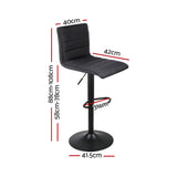 Set of 2 Corinth Faux Linen Bar Stools - Black