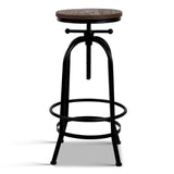 90cm Lamia Bar Stool Industrial Round Seat Wood Metal - Black & Brown