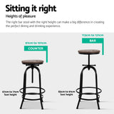 Set of 2 Lamia Bar Stool Industrial Round Seat Wood Metal - Black & Brown