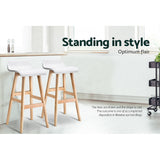 Set of 2 Geleen PU Leather Wood Wave Style Bar Stool - White