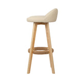 Set of 2 Bern PU Leather Backrest Bar Stools - Beige