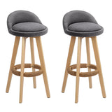 Set of 2 Bern Fabric Backrest Bar Stools - Grey