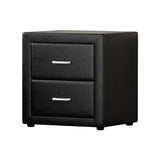 Kildonan PVC Leather Bedside Table with 2 Drawers - Black