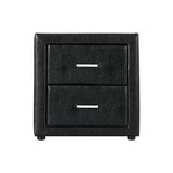 Kildonan PVC Leather Bedside Table with 2 Drawers - Black