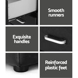 Kildonan PVC Leather Bedside Table with 2 Drawers - Black