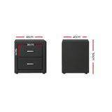 Kildonan Fabric Bedside Table with 2 Drawers - Charcoal