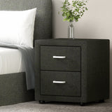 Kildonan Fabric Bedside Table with 2 Drawers - Charcoal