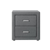 Kildonan Fabric Bedside Table with 2 Drawers - Grey